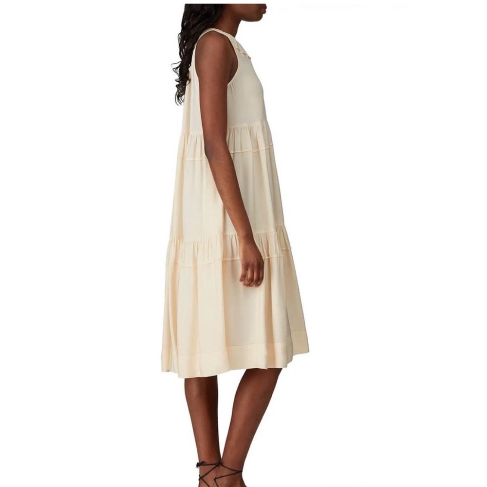 Rosetta Getty Sleeveless Cream Tiered Midi Dress size 0